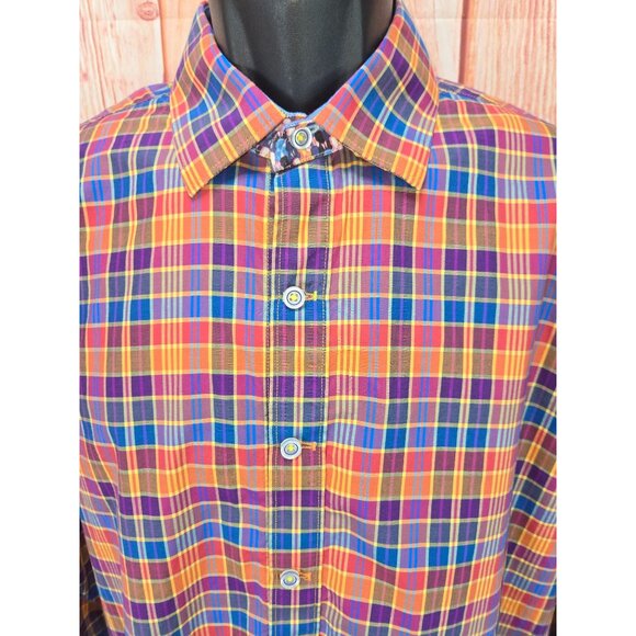 Robert Graham X Mens Tailored Fit Plaid Button-Down Shirt Large - Picture 3 of 8